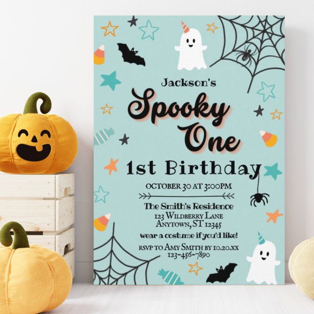Invitation Éffrayant Un Sexe Neutre Halloween Premier Anniver (Créateur téléchargé)