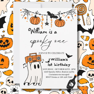 Invitation Éffrayant Une chauve-souris Halloween Fantôme 1er