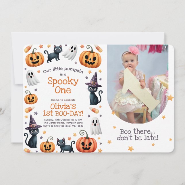 Invitation Éffrayant Une Halloween 1er anniversaire invitatio (Devant)