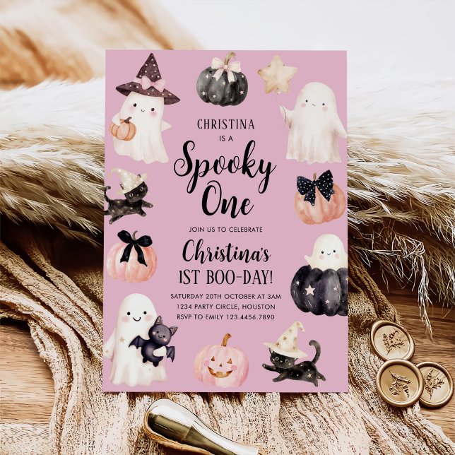 Invitation Éffrayant Une Halloween Fille 1er anniversaire (Créateur téléchargé)