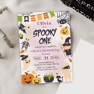 Invitation Éffrayant Une Halloween mignonne Fête d'anniversai