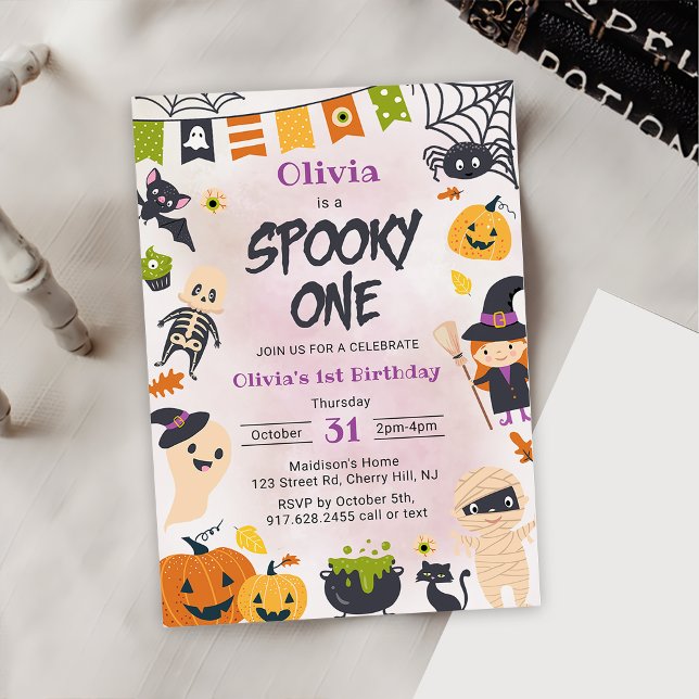 Invitation Éffrayant Une Halloween mignonne Fête d'anniversai (Créateur téléchargé)