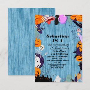 Invitation Éffrayant Une Mignonne Halloween Ghost 1ère fête d