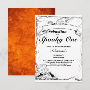 Invitation Éffrayant Une Mignonne Halloween Ghost 1ère fête d