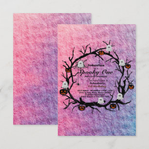 Invitation Éffrayant Une Mignonne Halloween Ghost 1ère fête d
