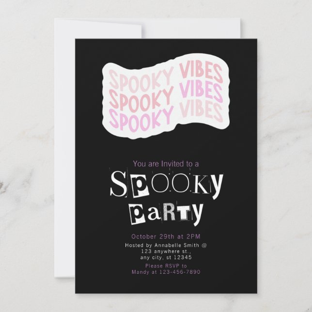 Invitation Éffrayant Vibes Moderne Minimaliste Halloween (Devant)