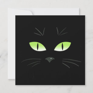 Invitation Éffrayante Black Cat Face Halloween