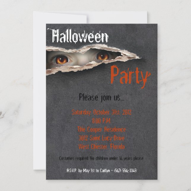 invitation éffrayante de costume de Halloween de (Devant)