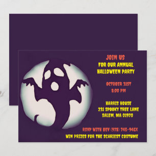 Invitation Éffrayante d'Halloween noir et blanc