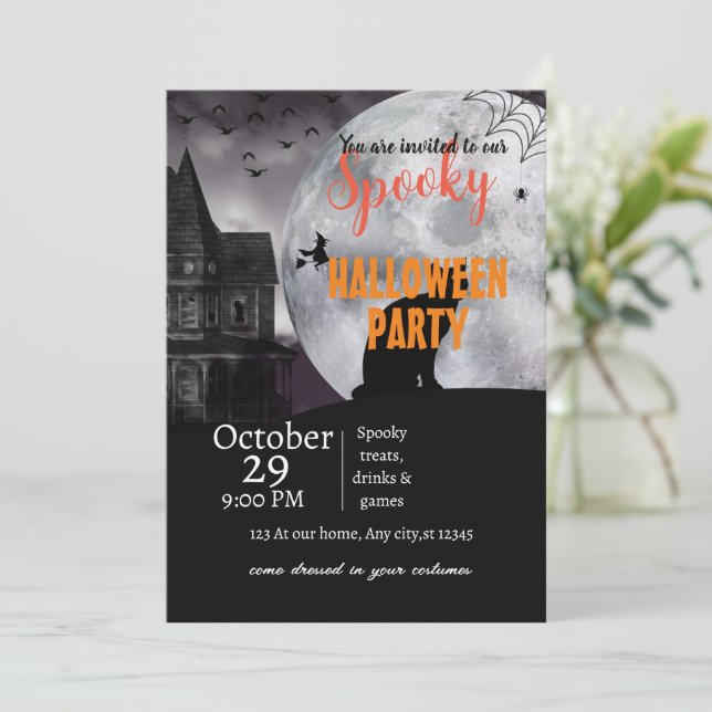Invitation éffrayante envoûtée à thème halloween (Debout devant)