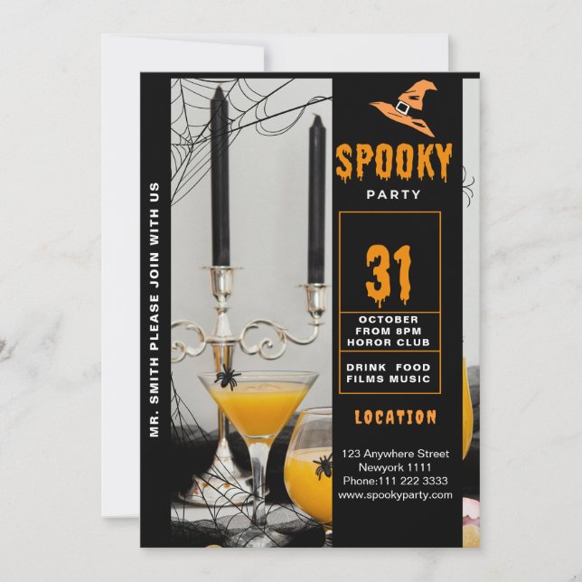 Invitation Éffrayante fête d'Halloween (Devant)