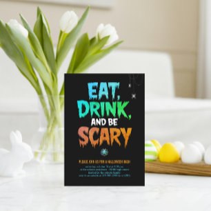Invitation Éffrayante fête d'Halloween "Mange, Bois et Fais p