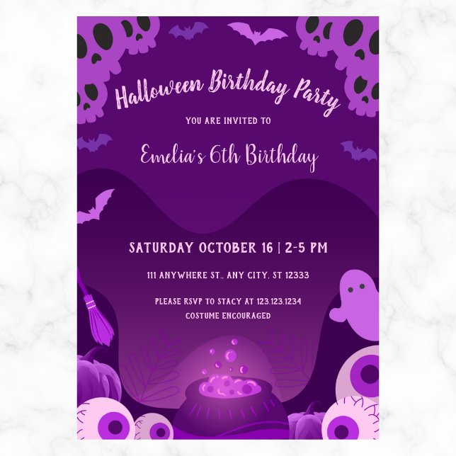 Invitation Éffrayante Fille Halloween Anniversaire N'importe  (Créateur téléchargé)