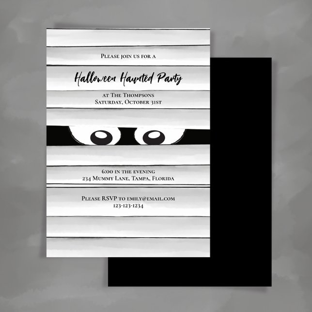 Invitation Éffrayante maman de la fête d'Halloween (Spooky Halloween Mummy Party Invitation Template.)