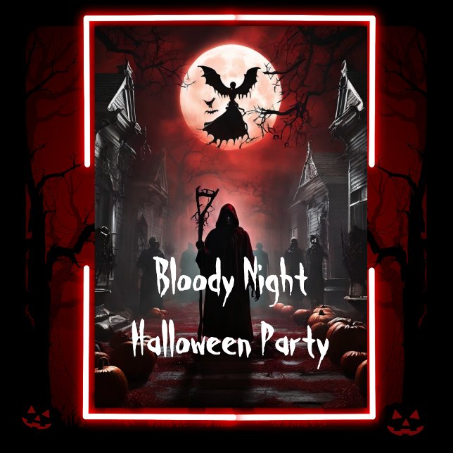 Invitation Éffrayante nuit sanglante fête d'Halloween adulte (Créateur téléchargé)