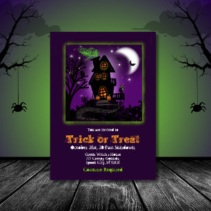 Invitation Éffrayante sorcière verte Haunch House Halloween P