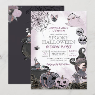 Invitation Éffrayante sorcière violet noir Halloween Costume 