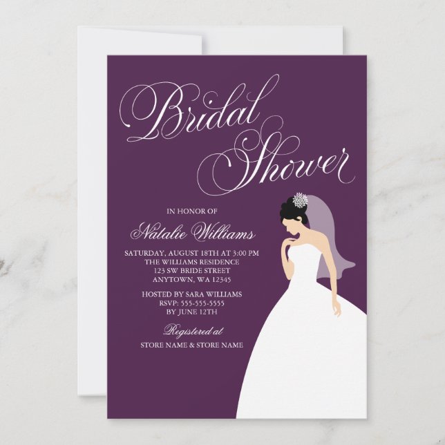 Invitation Eggplant Purple Mariage Gown Fête des mariées (Devant)