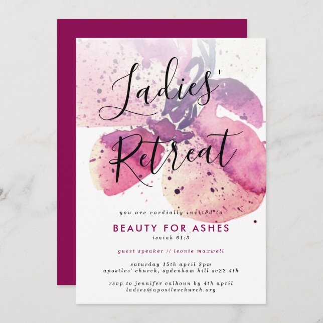 Invitation Église Dames Retraite/Conférence/Événement Invitat (Devant / Derrière)