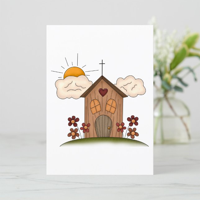 Invitation Église Sunny Avec Fleurs Rustique Charme De Pays (Créateur téléchargé)