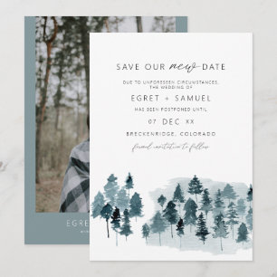Invitation EGRET Ardoise Bleu Aquarelle Enregistrer Notre Nou