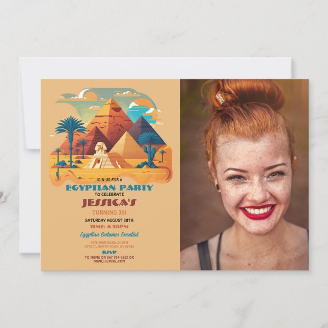 Invitation Égypte Anniversaire Pyramides (Devant)