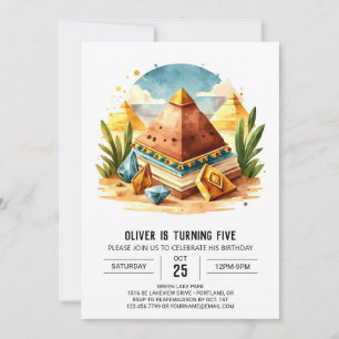 Invitation Égyptien en ligne Pastel Pyramides Anniversaire