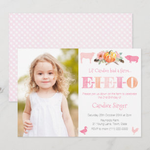 Invitation EIEIEIO Citrouille Agriturisme Zoo Fille fête d'an