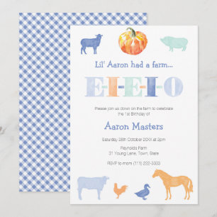 Invitation EIEIEIO Vieux MacDonald Citrouille fête d'annivers