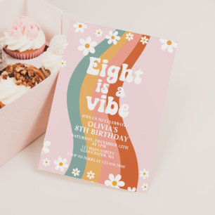 Invitation Eight is a Vibe groovy daisy rainbow 8e anniversai