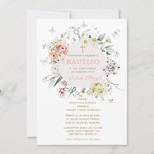 Invitation El Bautizo y Primer Añito  de nuestra hija (Devant)