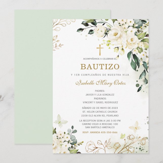 Invitation El Bautizo y Primer Añito de nuestra hija (Devant / Derrière)