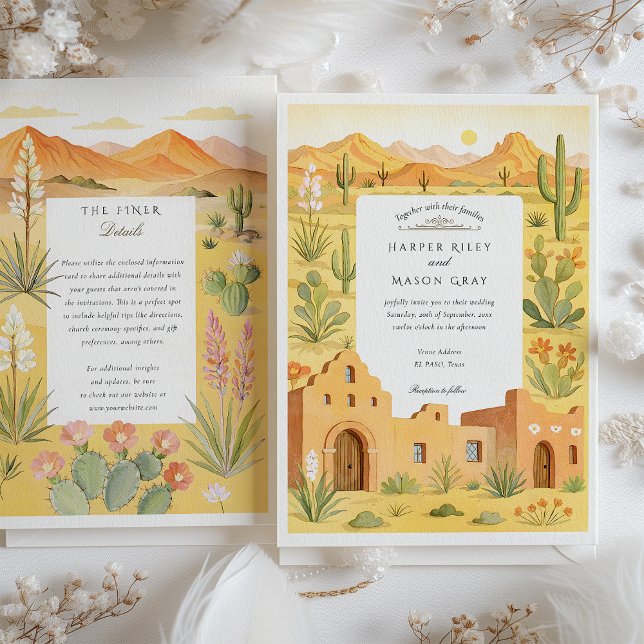 Invitation El Paso Texas Cactus & Adobe House Mariage (Créateur téléchargé)