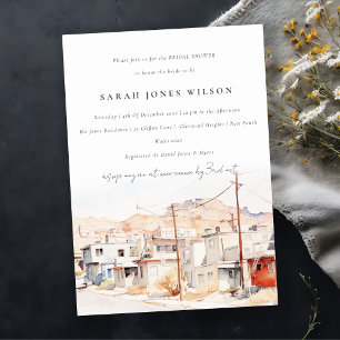Invitation El Paso Texas City Scape Watercolor Fête des marié