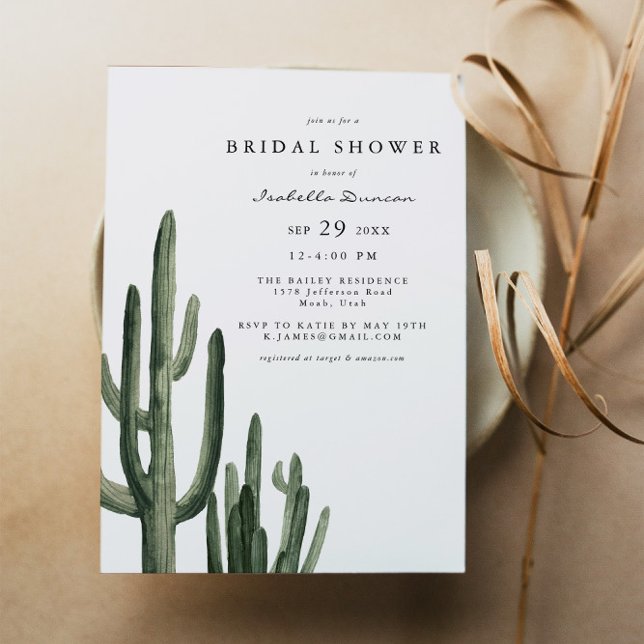Invitation Eleanor - Boho Desert Cactus Fête des mariées simp (Créateur téléchargé)