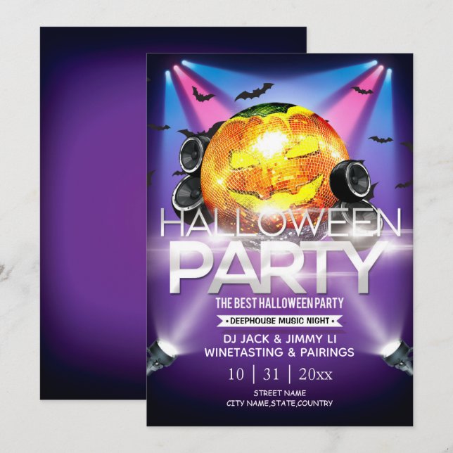 Invitation Électronique Neon Effet Halloween Party (Devant / Derrière)