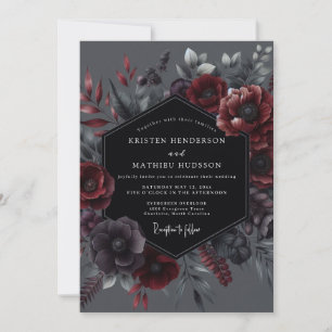 Invitation Élégance Botanique Cramoisi pour un Mariage