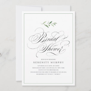 Invitation Élégance classique Script Fête des mariées de verd