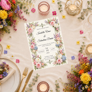 Invitation Élégance de jardin pastel romantique de mariage