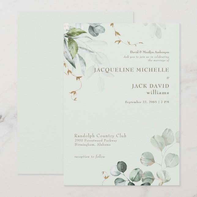 Invitation Élégance de la lumière Mariage des parents mariés (Devant / Derrière)
