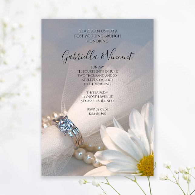 Invitation Élégance de mariage avec marguerite blanche pour b (Créateur téléchargé)