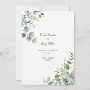 Invitation Élégance de mariage eucalyptus minimaliste verdure