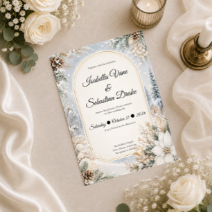 Invitation Élégance de Mariage Féerique en Hiver