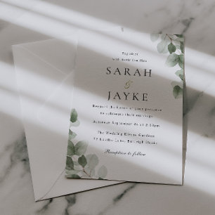 Invitation Élégance de mariage feuille verte aquarelle