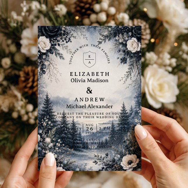 Invitation Élégance de mariage hivernal lunatique (Créateur téléchargé)