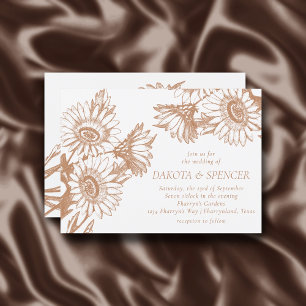 Invitation Élégance des tournesols   Mariage or Rose minimal