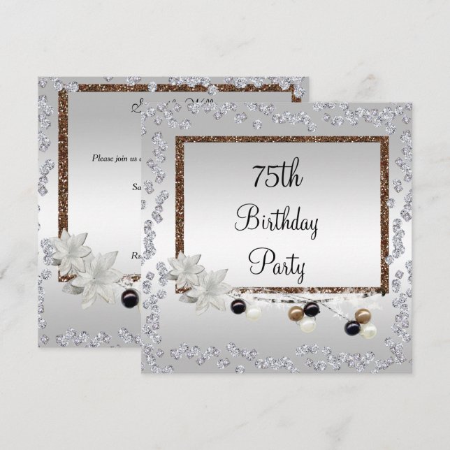 Invitation Élégance encadrée 75e anniversaire (Devant / Derrière)