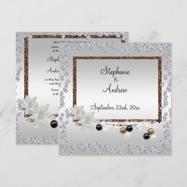 Invitation Élégance Encadrée Mariage (Devant / Derrière)