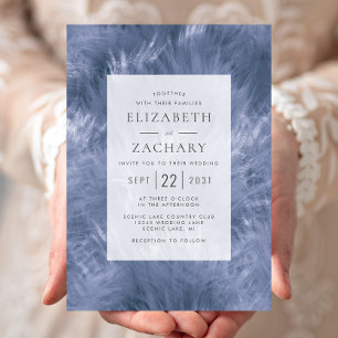 Invitation Élégance Féminine Bleu Poussiéreux de Mariage