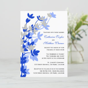 Invitation Élégance Feutrée En Mariage argent bleu